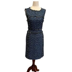 TORY BURCH Women's Petula Tweed Dress Size 0 In Black/Navy Multi